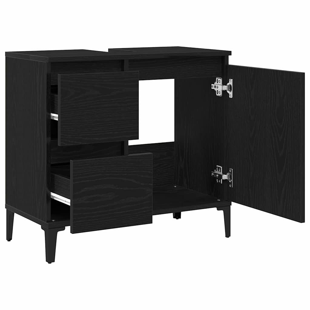 Badezimmerschrank mit Tür Schwarz Eichen-Optik 65 x 33 x 60 cm