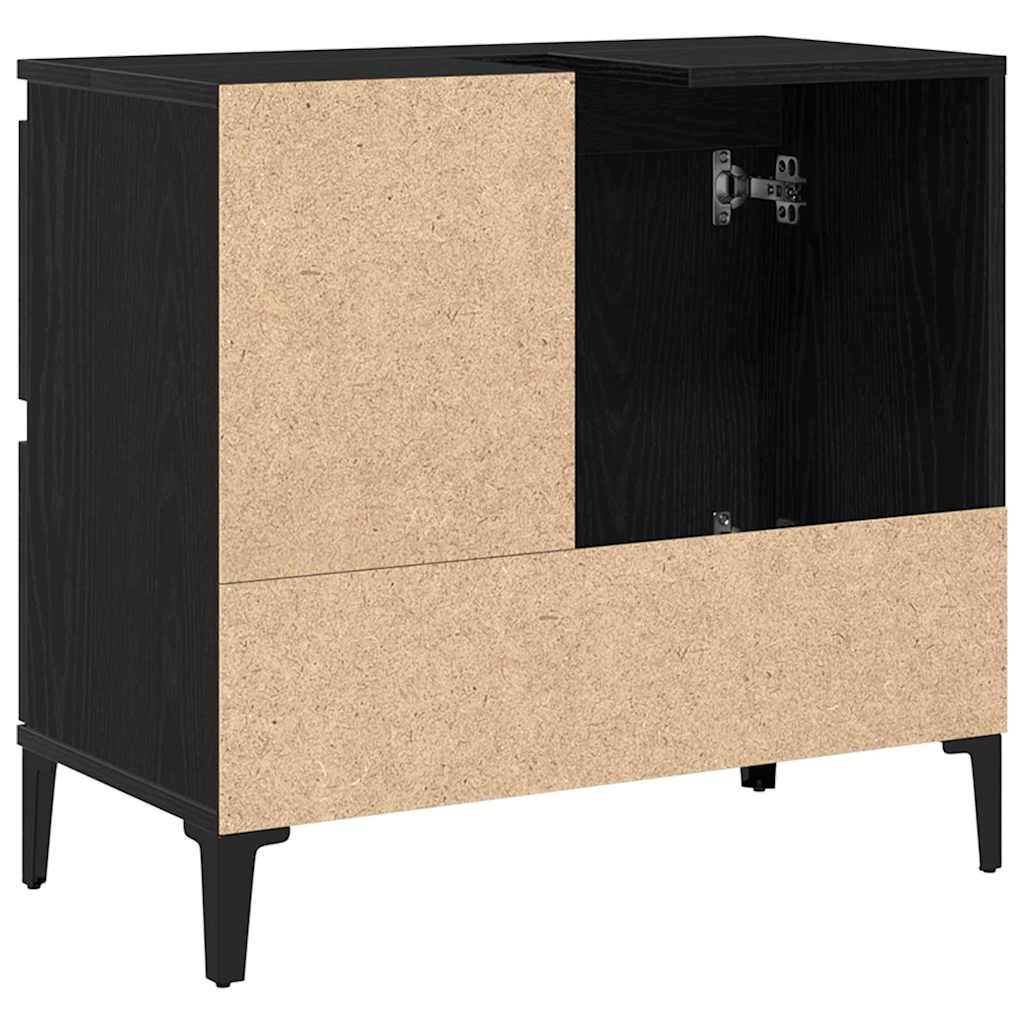 Badezimmerschrank mit Tür Schwarz Eichen-Optik 65 x 33 x 60 cm