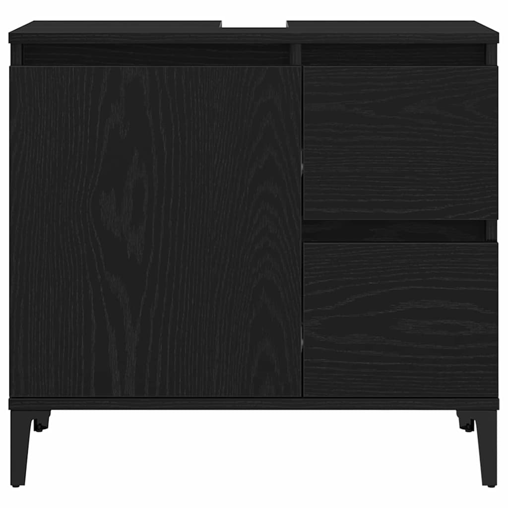 Badezimmerschrank mit Tür Schwarz Eichen-Optik 65 x 33 x 60 cm