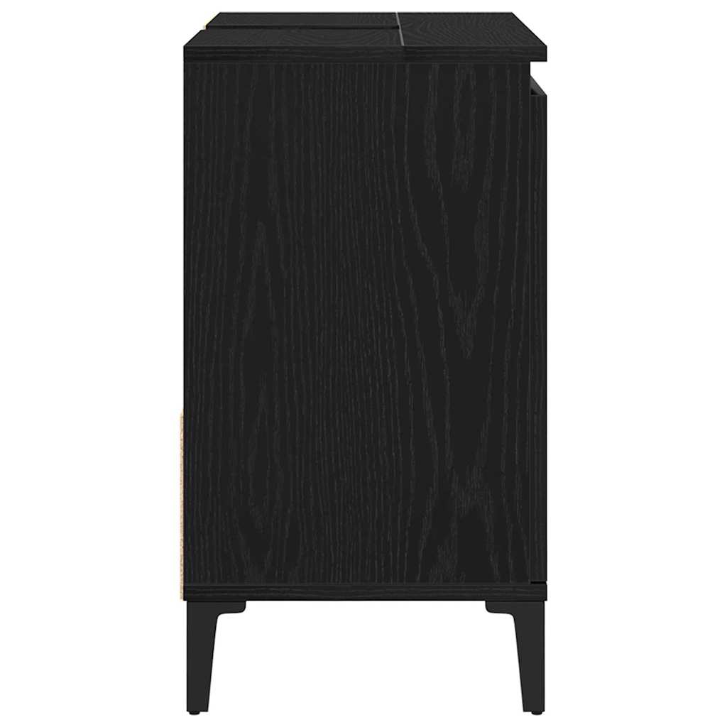 Badezimmerschrank mit Tür Schwarz Eichen-Optik 65 x 33 x 60 cm