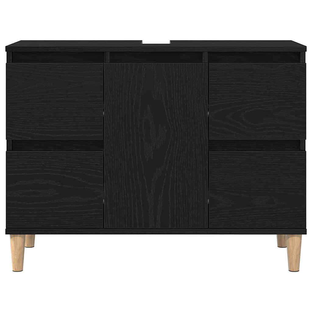 Waschbeckenschrank mit Tür Schwarz Eichen-Optik 80 x 33 x 60 cm