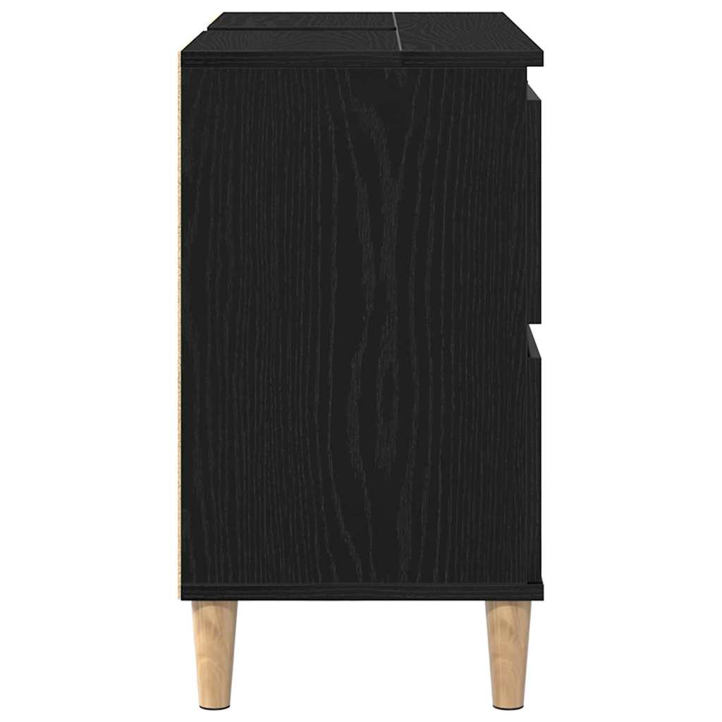 Waschbeckenschrank mit Tür Schwarz Eichen-Optik 80 x 33 x 60 cm