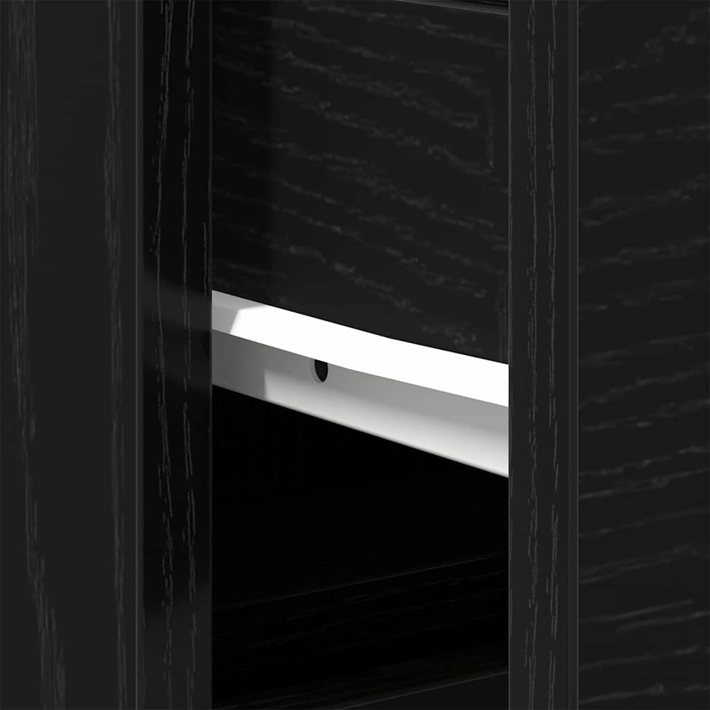 Waschbeckenschrank mit Tür Schwarz Eichen-Optik 80 x 33 x 60 cm