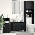 Waschbeckenschrank mit Tür Schwarz Eichen-Optik 80 x 33 x 60 cm