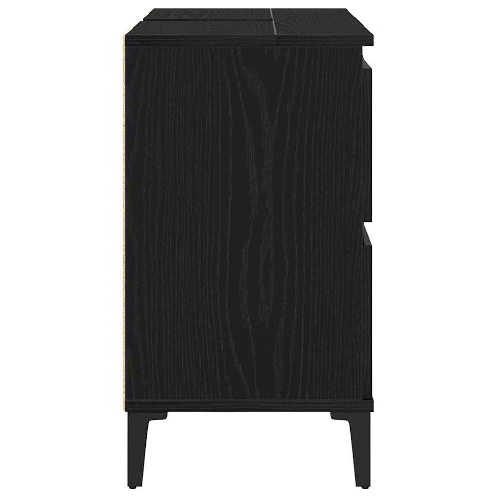 Waschbeckenschrank mit Tür Schwarz Eichen-Optik 80 x 33 x 60 cm