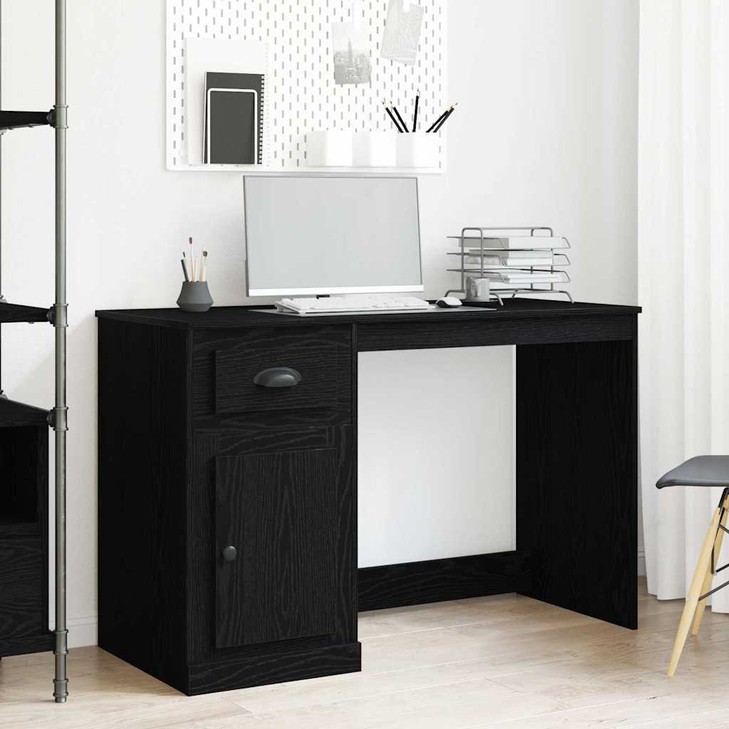 Schreibtisch mit Speicher Schwarz Eichen-Optik 50 x 115 x 75 cm
