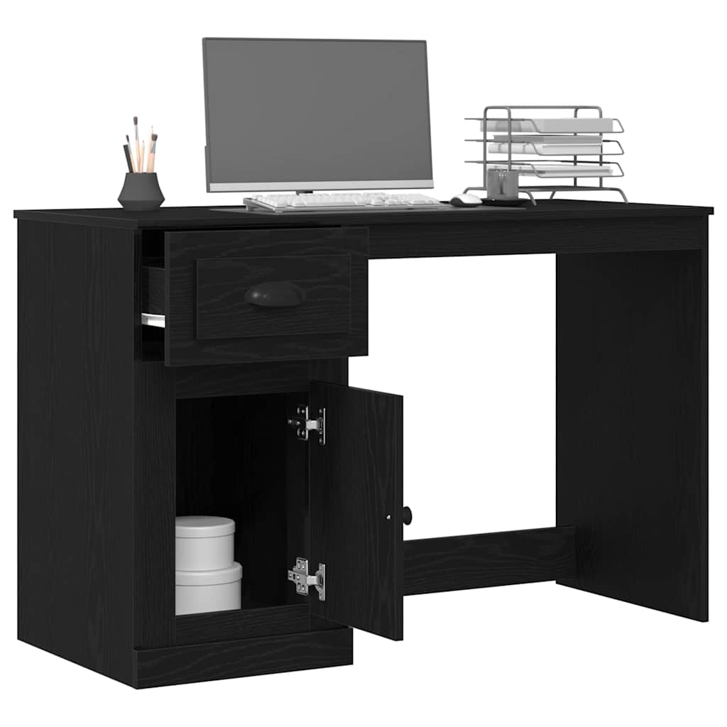 Schreibtisch mit Speicher Schwarz Eichen-Optik 50 x 115 x 75 cm