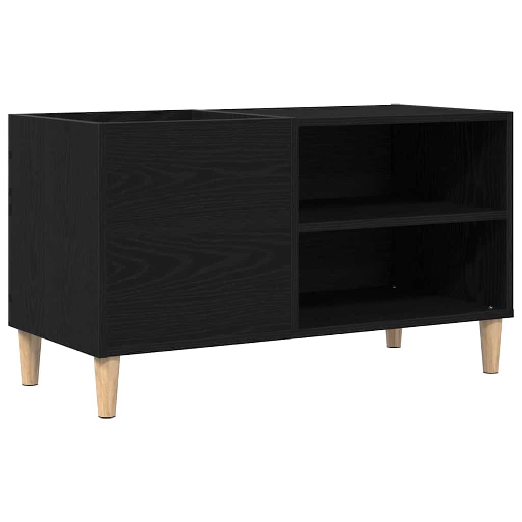 Schallplattenschrank Schwarz Eichen-Optik 84,5 x 38 x 48 cm