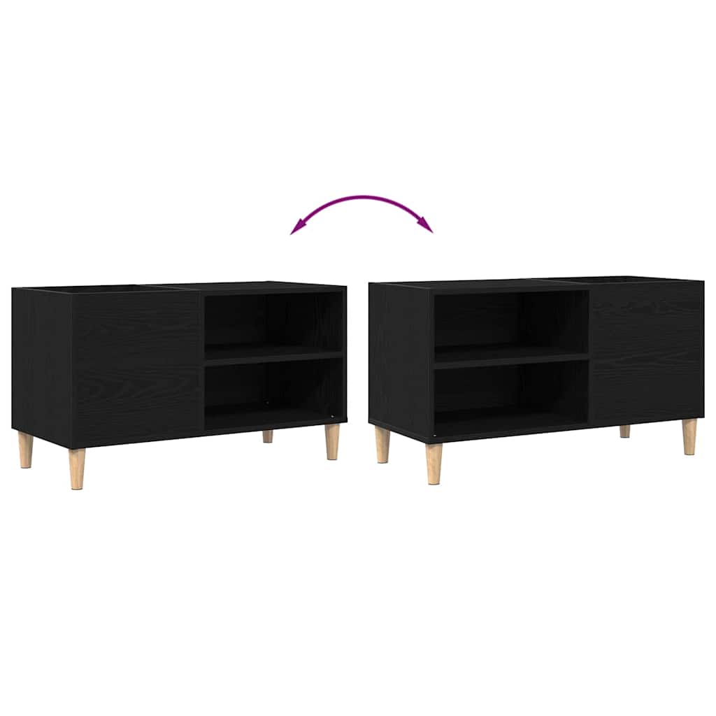 Schallplattenschrank Schwarz Eichen-Optik 84,5 x 38 x 48 cm
