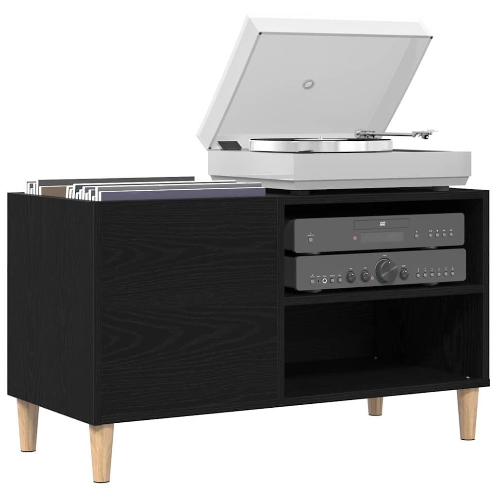 Schallplattenschrank Schwarz Eichen-Optik 84,5 x 38 x 48 cm