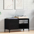 Schallplattenschrank Schwarz Eichen-Optik 84,5 x 38 x 48 cm
