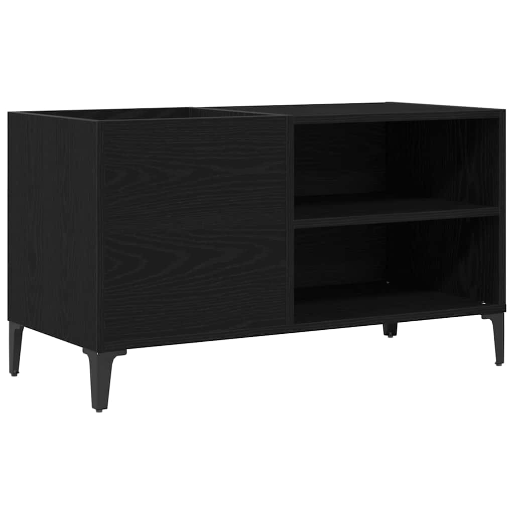 Schallplattenschrank Schwarz Eichen-Optik 84,5 x 38 x 48 cm