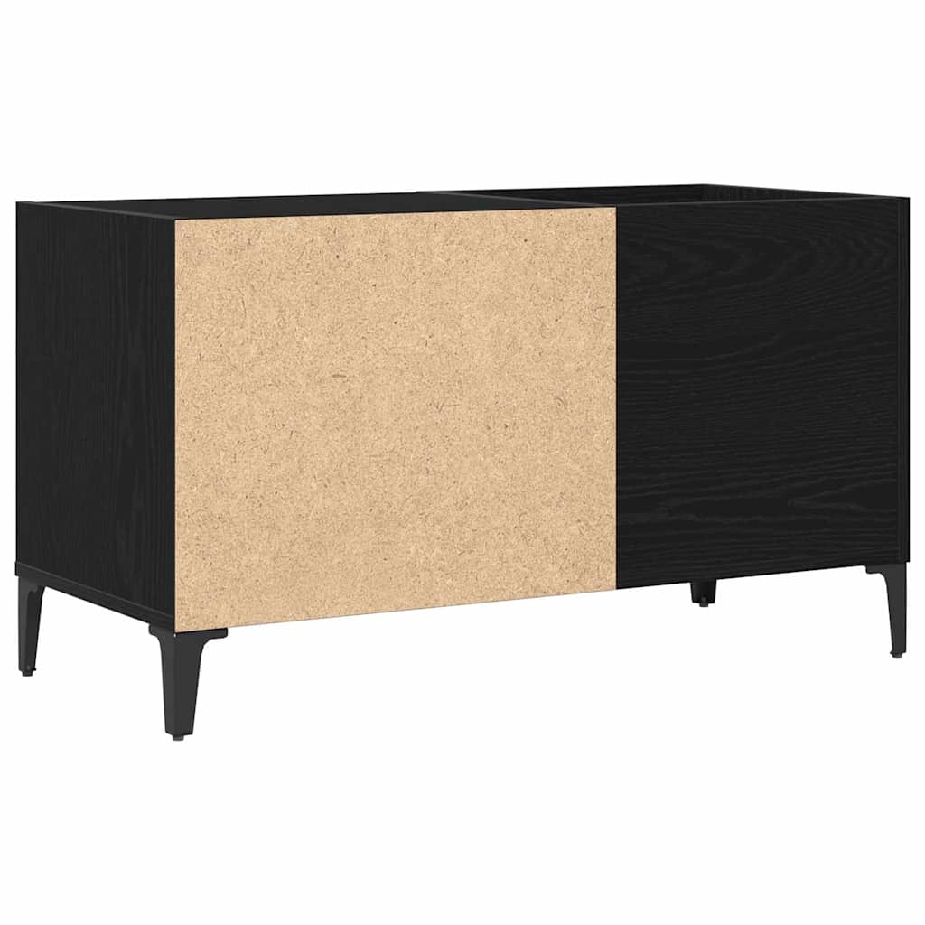 Schallplattenschrank Schwarz Eichen-Optik 84,5 x 38 x 48 cm