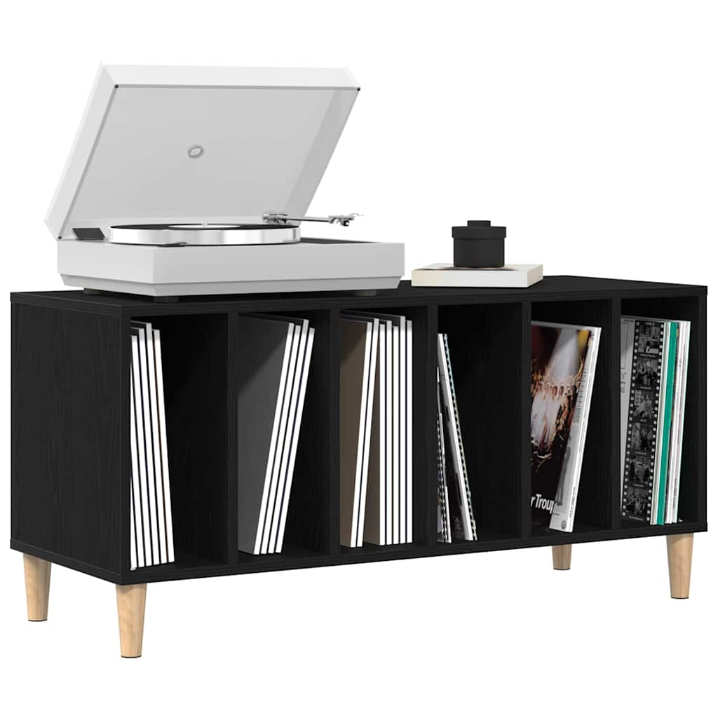 Schallplattenschrank Schwarz Eichen-Optik 100 x 38 x 48 cm