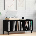 Schallplattenschrank Schwarz Eichen-Optik 100 x 38 x 48 cm