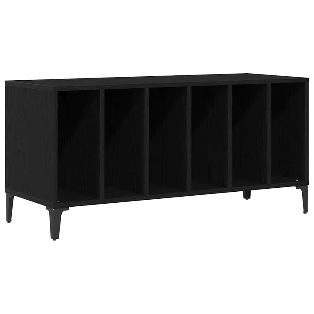 Schallplattenschrank Schwarz Eichen-Optik 100 x 38 x 48 cm