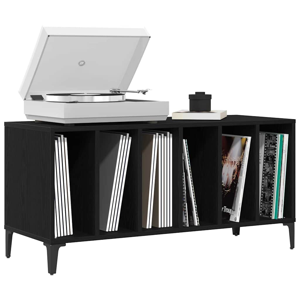 Schallplattenschrank Schwarz Eichen-Optik 100 x 38 x 48 cm