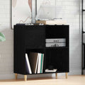 Schallplattenschrank Schwarz Eichen-Optik 84,5 x 38 x 89 cm