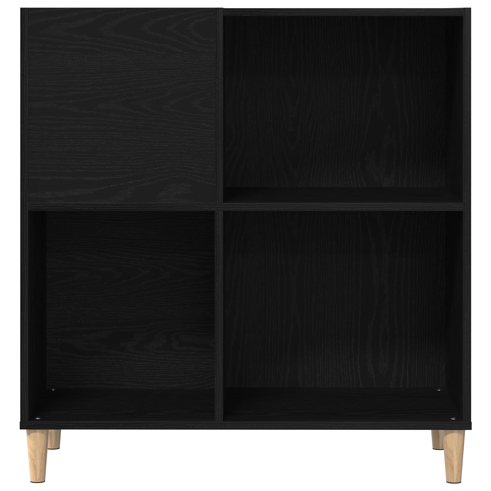 Schallplattenschrank Schwarz Eichen-Optik 84,5 x 38 x 89 cm