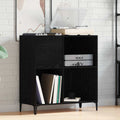 Schallplattenschrank Schwarz Eichen-Optik 84,5 x 38 x 89 cm