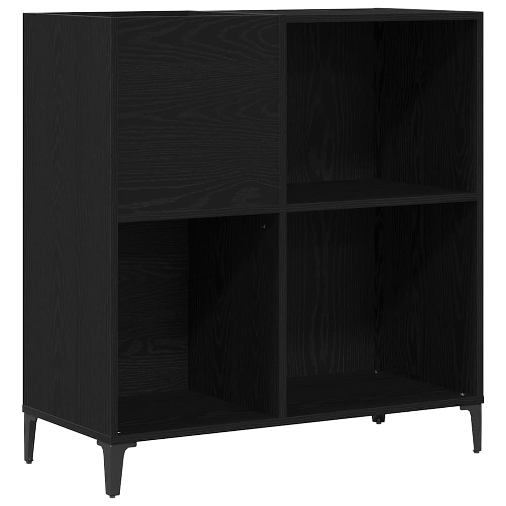 Schallplattenschrank Schwarz Eichen-Optik 84,5 x 38 x 89 cm