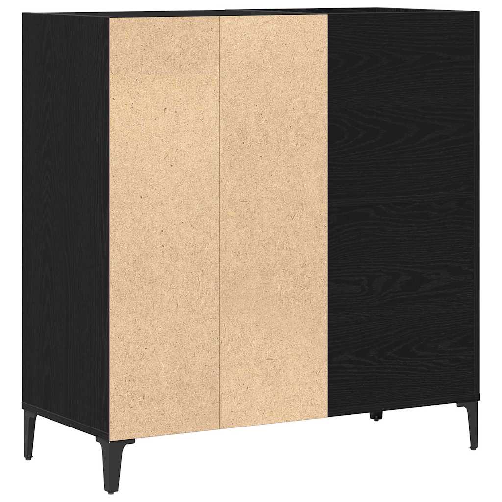 Schallplattenschrank Schwarz Eichen-Optik 84,5 x 38 x 89 cm
