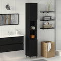 Badezimmerschrank mit Tür Schwarz Eichen-Optik 30 x 30 x 190 cm