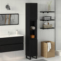 Badezimmerschrank mit Tür Schwarz Eichen-Optik 30 x 30 x 190 cm