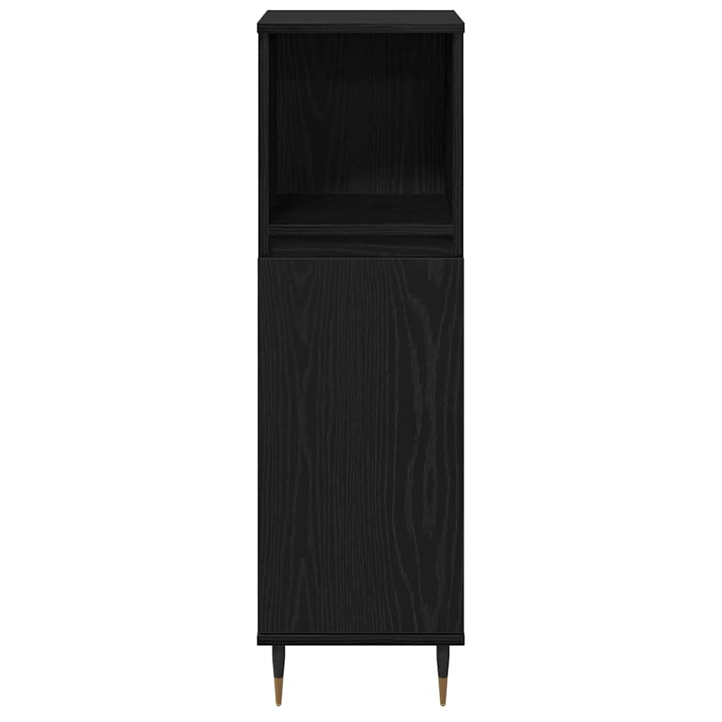 Badezimmerschrank mit Tür Schwarz Eichen-Optik 30 x 30 x 100 cm