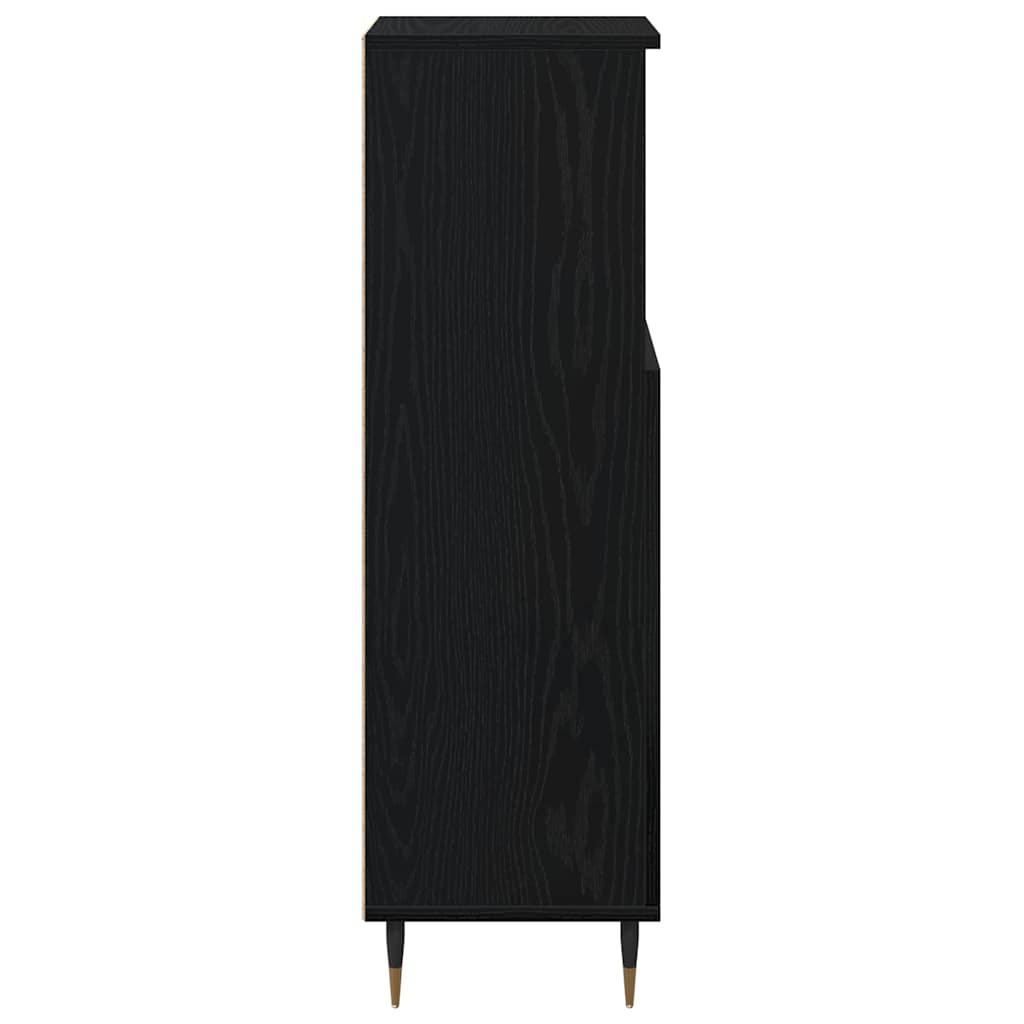 Badezimmerschrank mit Tür Schwarz Eichen-Optik 30 x 30 x 100 cm