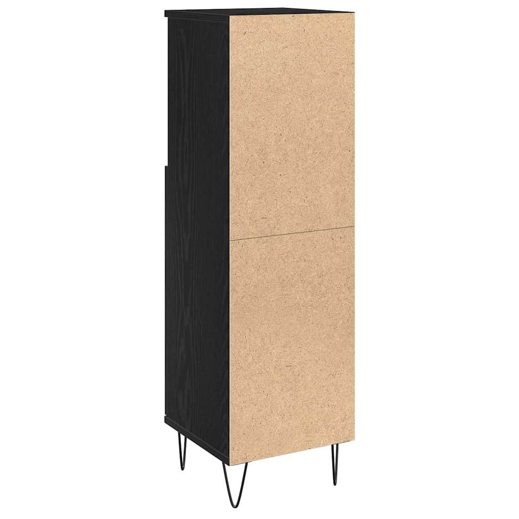 Badezimmerschrank mit Tür Schwarz Eichen-Optik 30 x 30 x 100 cm