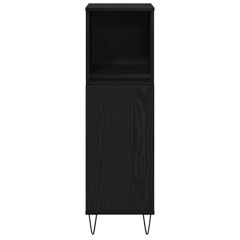 Badezimmerschrank mit Tür Schwarz Eichen-Optik 30 x 30 x 100 cm
