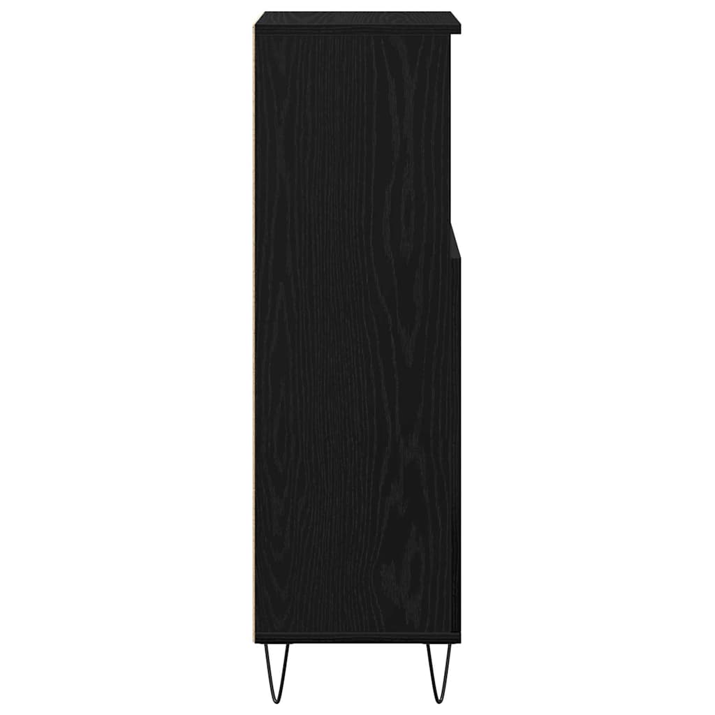 Badezimmerschrank mit Tür Schwarz Eichen-Optik 30 x 30 x 100 cm