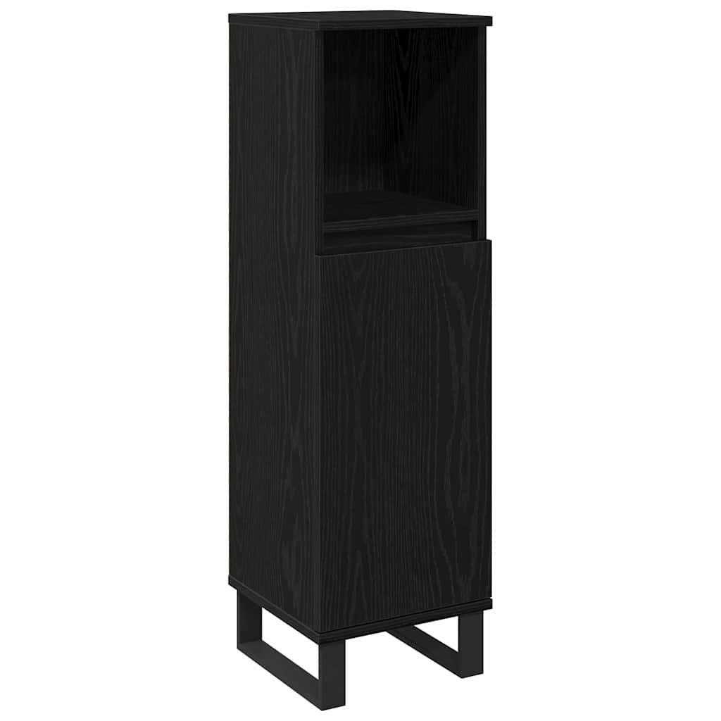 Badezimmerschrank mit Tür Schwarz Eichen-Optik 30 x 30 x 100 cm