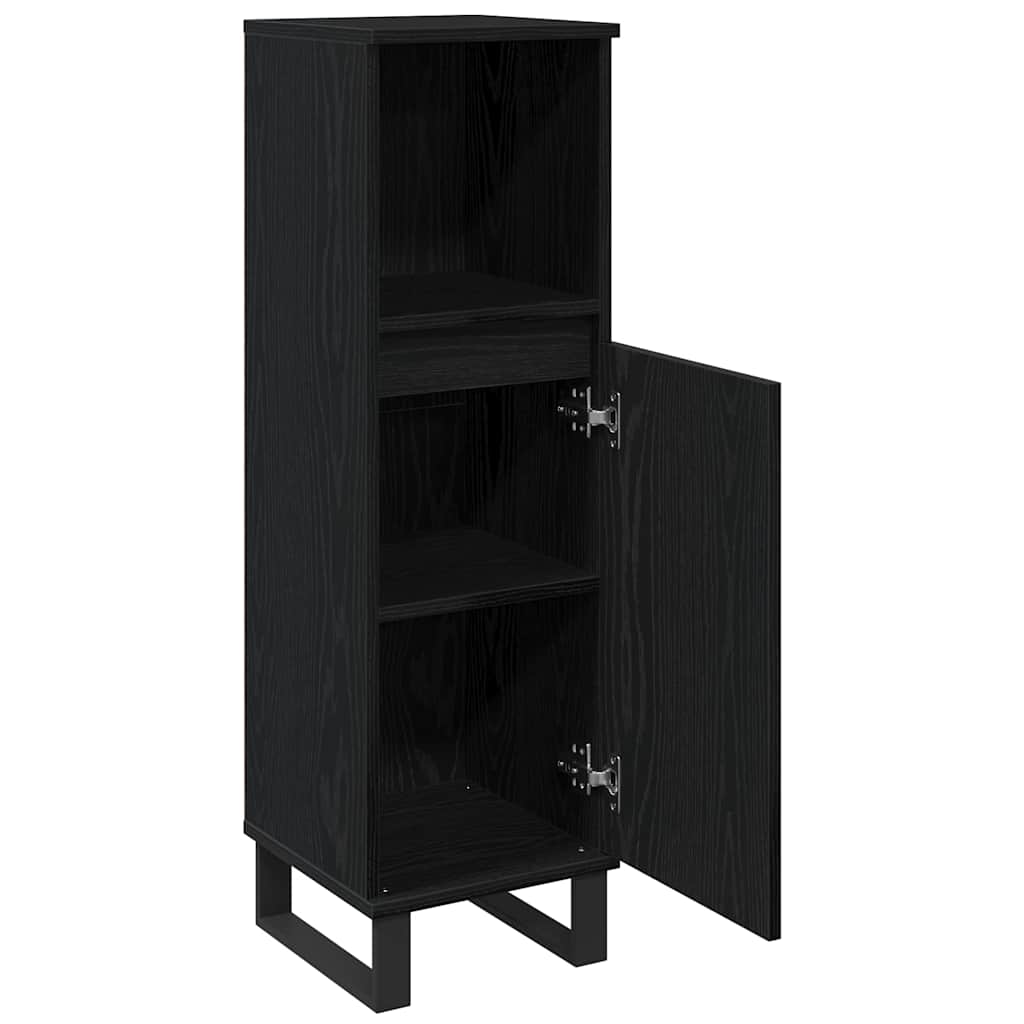 Badezimmerschrank mit Tür Schwarz Eichen-Optik 30 x 30 x 100 cm