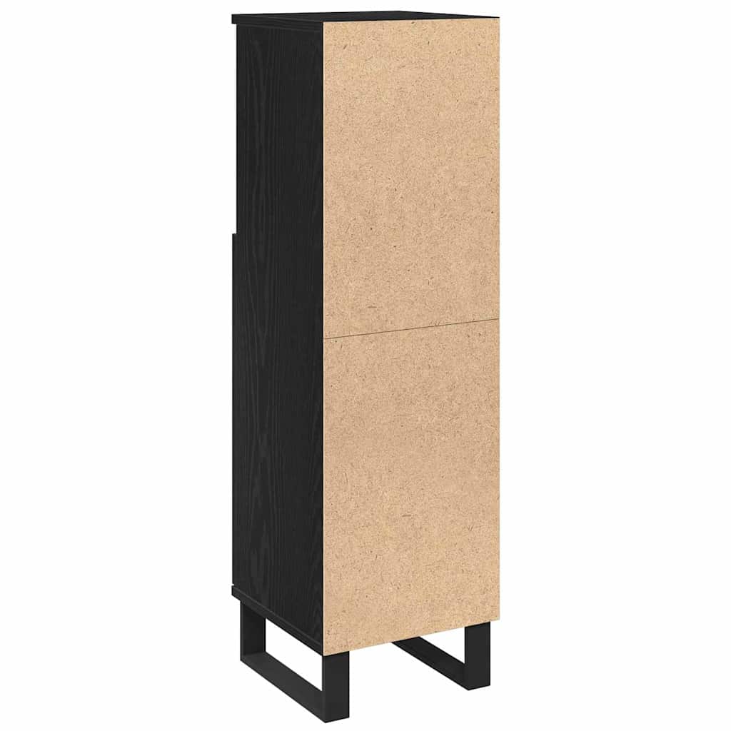Badezimmerschrank mit Tür Schwarz Eichen-Optik 30 x 30 x 100 cm