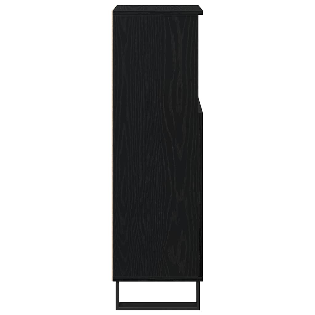 Badezimmerschrank mit Tür Schwarz Eichen-Optik 30 x 30 x 100 cm