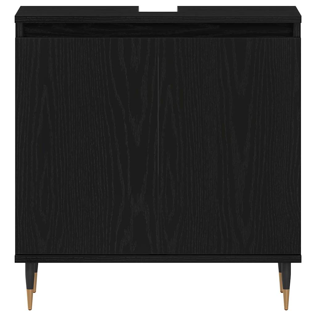 Waschbeckenschrank mit Tür Schwarz Eichen-Optik 58 x 33 x 60 cm