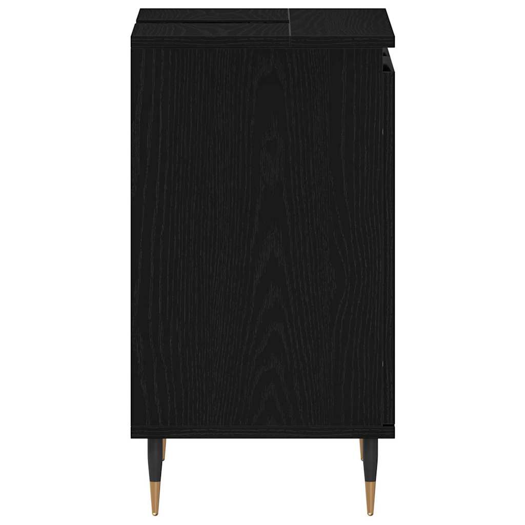 Waschbeckenschrank mit Tür Schwarz Eichen-Optik 58 x 33 x 60 cm