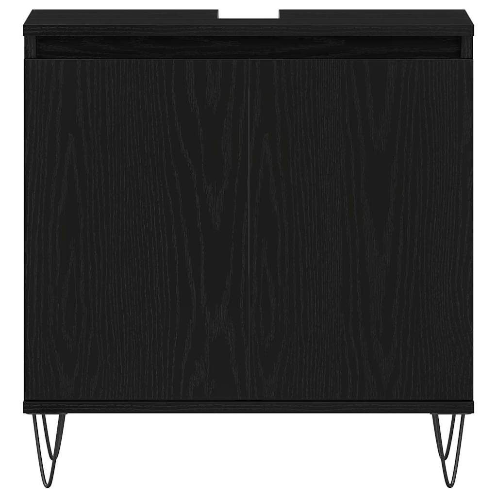 Waschbeckenschrank mit Tür Schwarz Eichen-Optik 58 x 33 x 60 cm