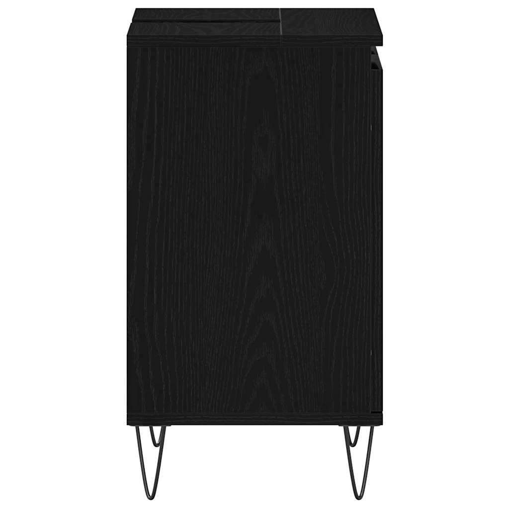 Waschbeckenschrank mit Tür Schwarz Eichen-Optik 58 x 33 x 60 cm