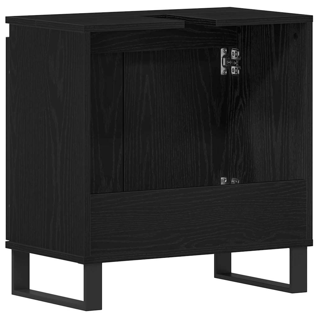 Waschbeckenschrank mit Tür Schwarz Eichen-Optik 58 x 33 x 60 cm