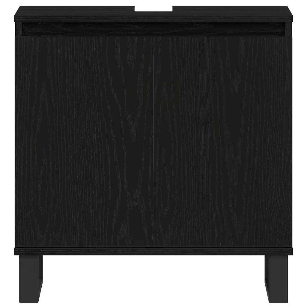 Waschbeckenschrank mit Tür Schwarz Eichen-Optik 58 x 33 x 60 cm