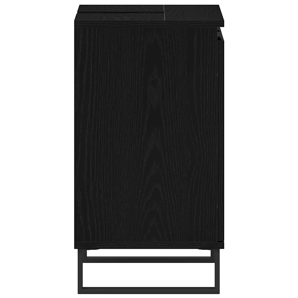 Waschbeckenschrank mit Tür Schwarz Eichen-Optik 58 x 33 x 60 cm