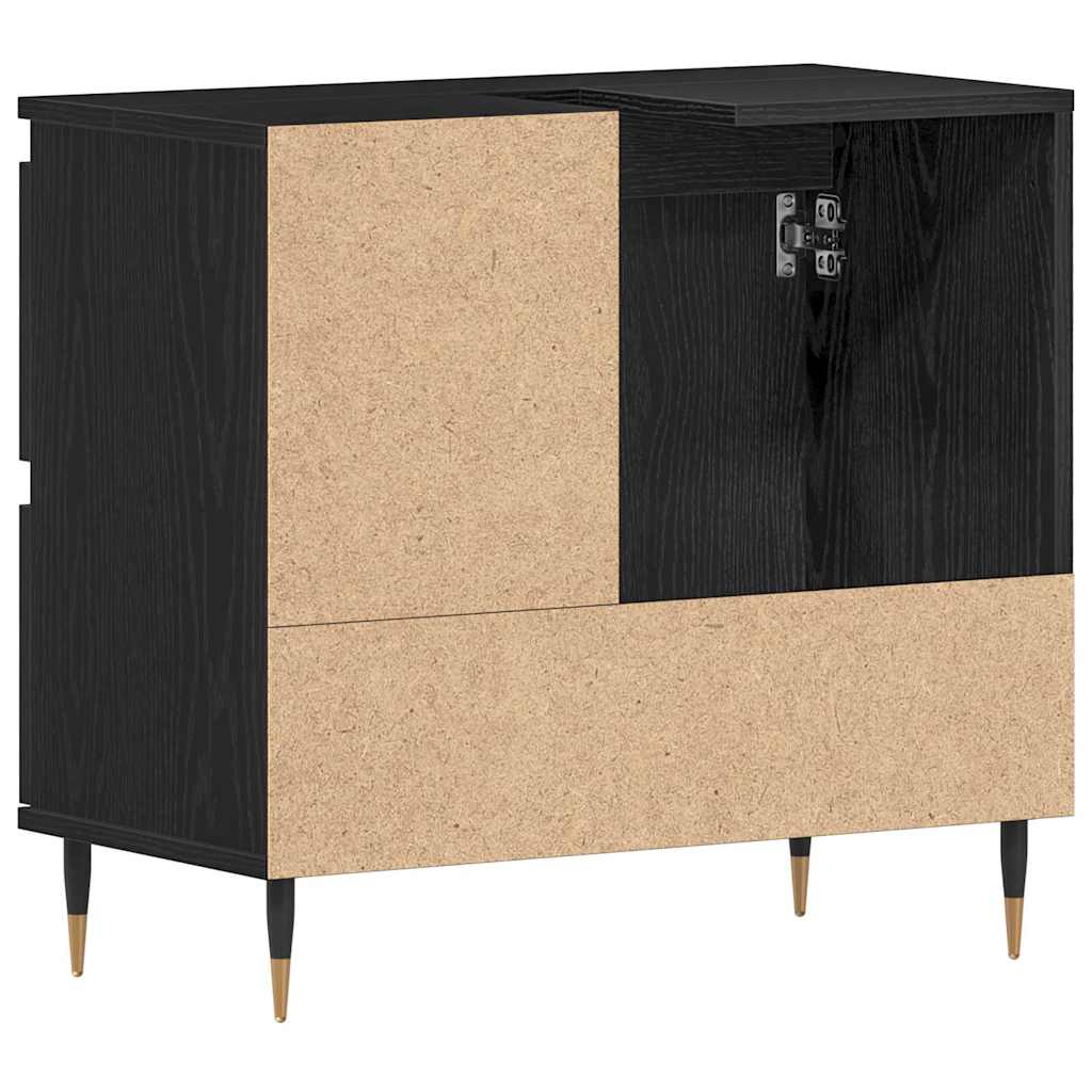 Badezimmerschrank mit Tür Schwarz Eichen-Optik 65 x 33 x 60 cm