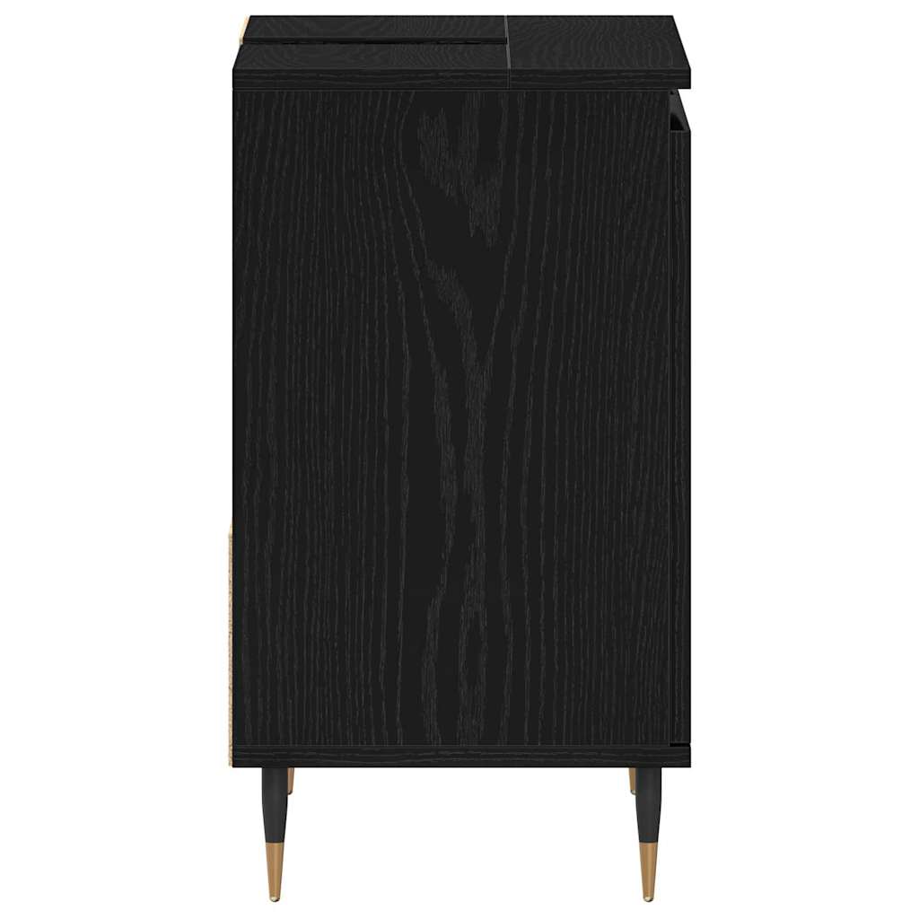 Badezimmerschrank mit Tür Schwarz Eichen-Optik 65 x 33 x 60 cm