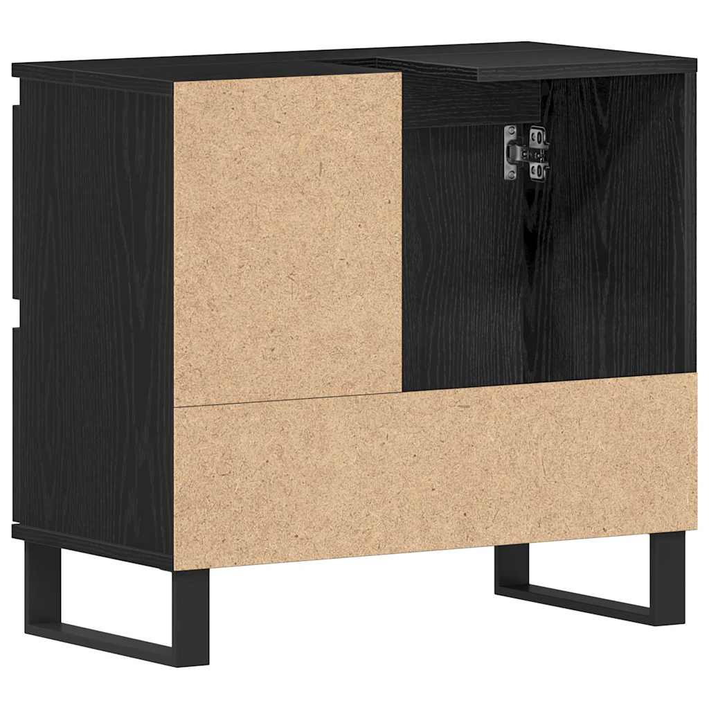Waschbeckenschrank mit Tür Schwarz Eichen-Optik 65 x 33 x 60 cm