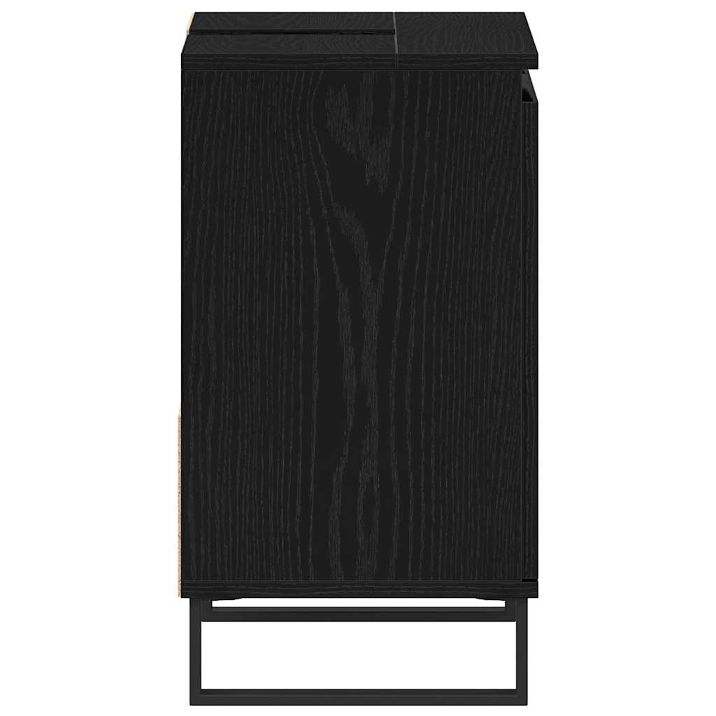 Waschbeckenschrank mit Tür Schwarz Eichen-Optik 65 x 33 x 60 cm