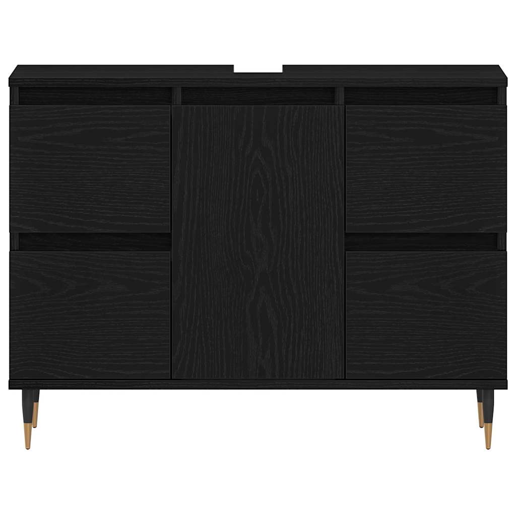 Waschbeckenschrank mit Tür Schwarz Eichen-Optik 80 x 33 x 60 cm