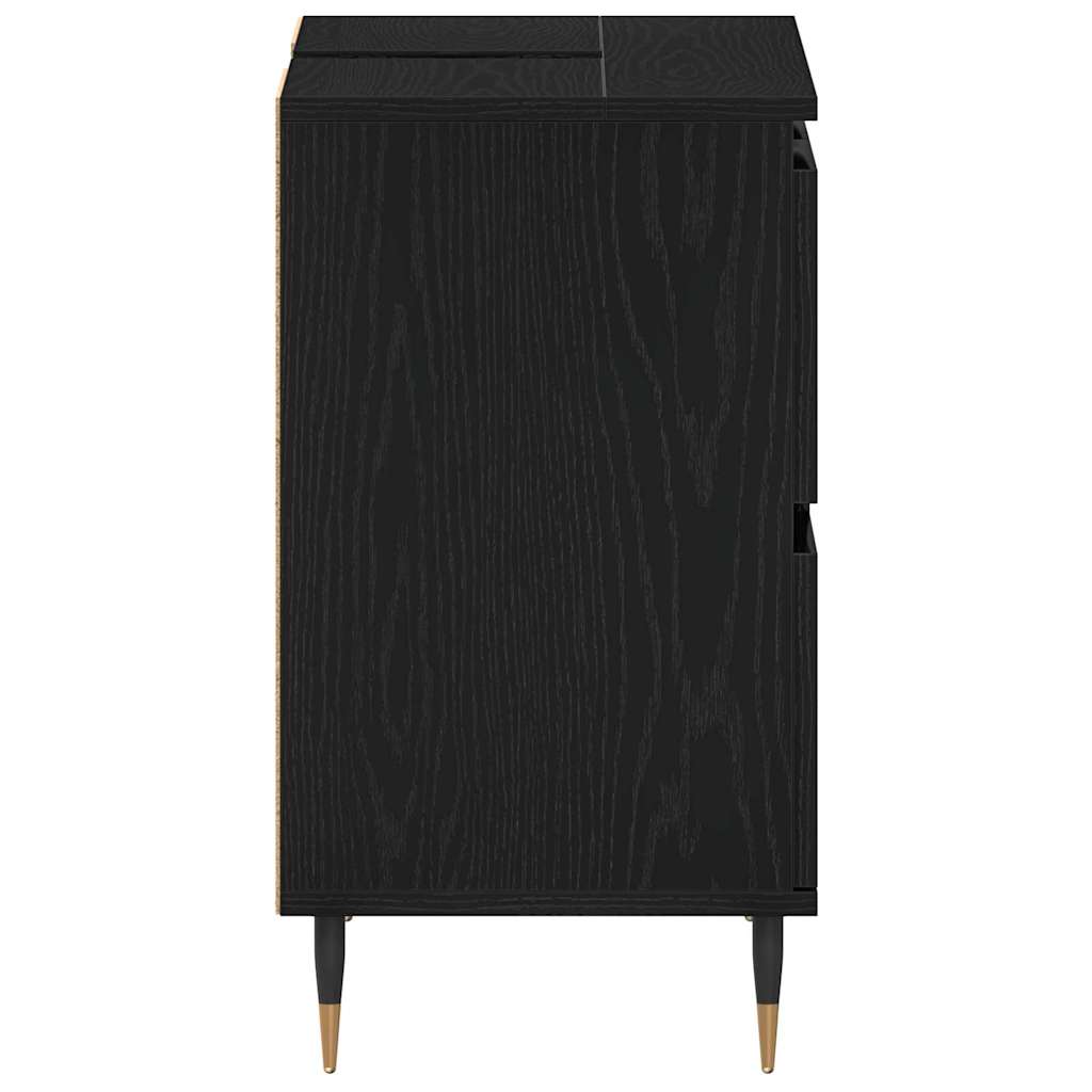 Waschbeckenschrank mit Tür Schwarz Eichen-Optik 80 x 33 x 60 cm